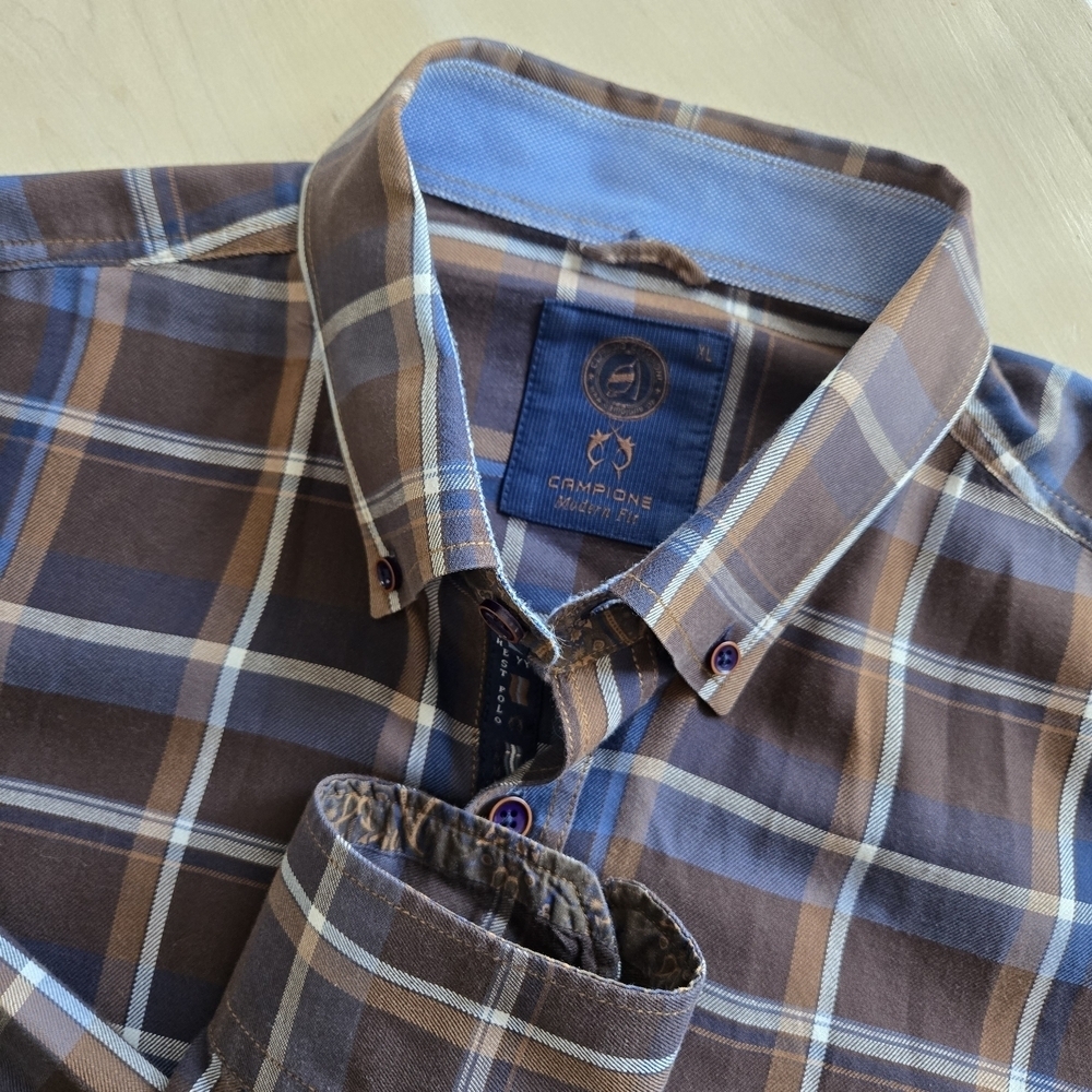 🇮🇹CAMPIONE Men's Brown Plaid Shirt